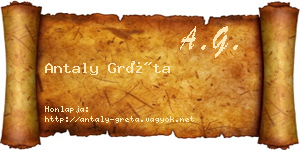 Antaly Gréta névjegykártya